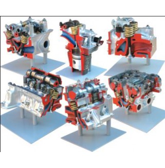 Комплект препарированных головок двигателя, представляющих различные типы ГРМ (Головка ВАЗ 2101, Головка ВАЗ 2108,  Головка 16-клапанная ВАЗ 212,  Головка Москвич 2140,  Головка ЗАЗ 968, Головка КАМАЗ)