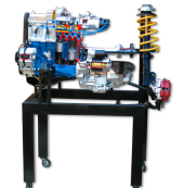Двигатель ВАЗ 2108-09 с навесным оборудованием в сборе со сцеплением и коробкой передач, передней подвеской и рулевым механизмом, на подставке