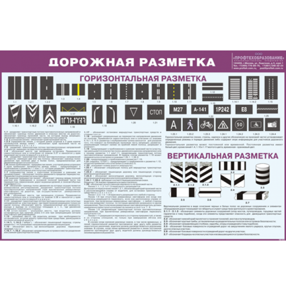 Плакат "Дорожная разметка" с учетом изменений 2023 года